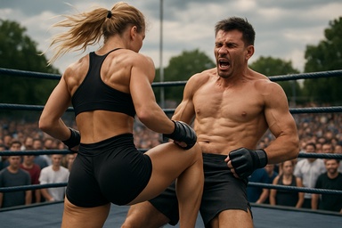 She beat him in a fight, then broke his balls